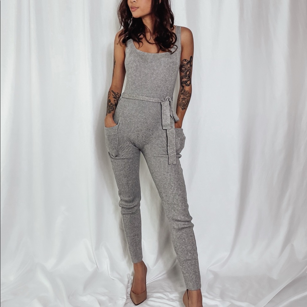 Grey Knit Jumpsuit